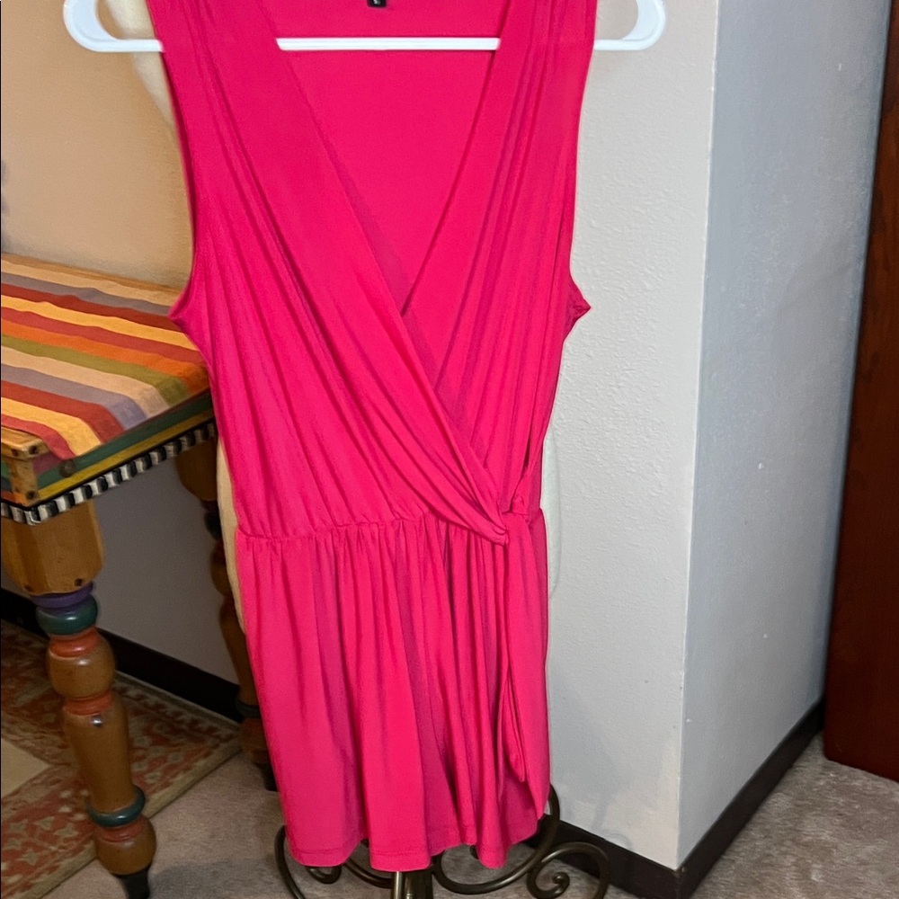 Express Vibrant Red Wrap Mini Romper